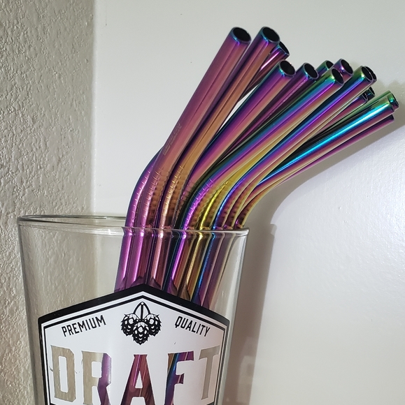 20 piece stainless steel rainbow colored straws